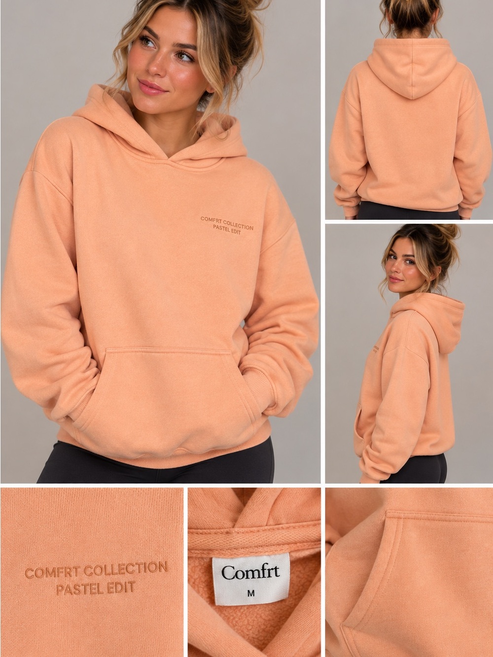 Comfrt Pastel Peach Pullover Hoodie